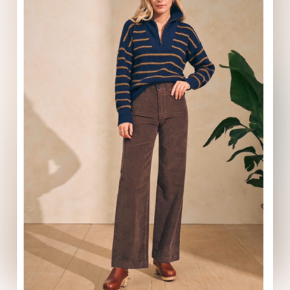 Faherty stretch cord wide leg pant womens